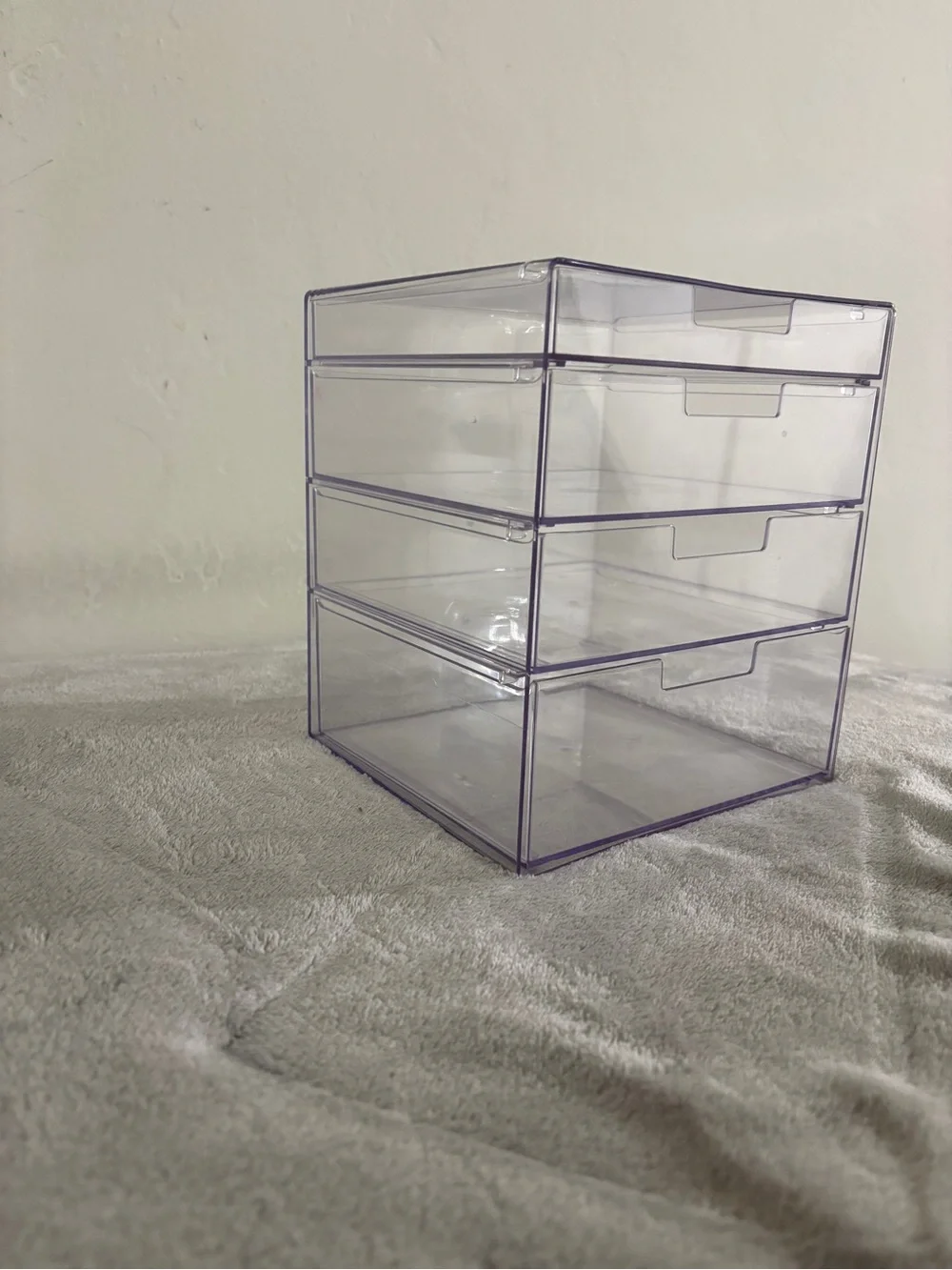 Transparent Light Purple 4-Drawer Stackable Storage Organizer